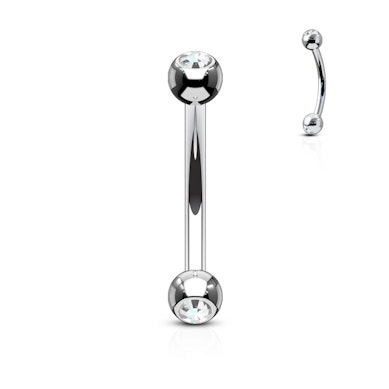 Banán piercing, titánból, csillogó kővel