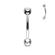 Banán piercing, titánból, csillogó kővel