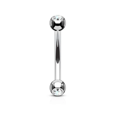 Banán piercing, titánból, csillogó kővel