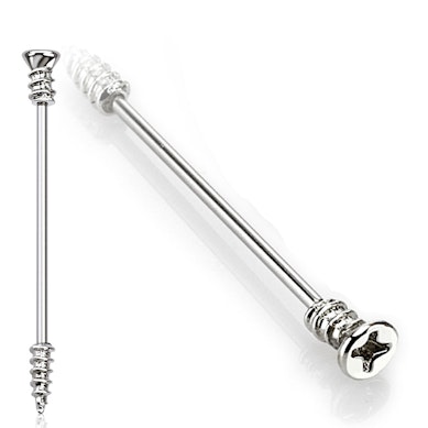 Industrial piercing, csavar dizájnnal
