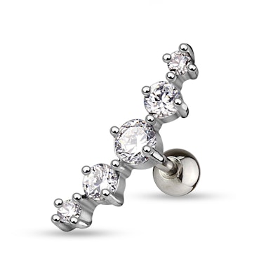 Helix piercing orvosi acélból, kő díszítéssel