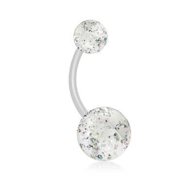 Köldök piercing csillogó golyókkal