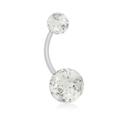 Köldök piercing csillogó golyókkal