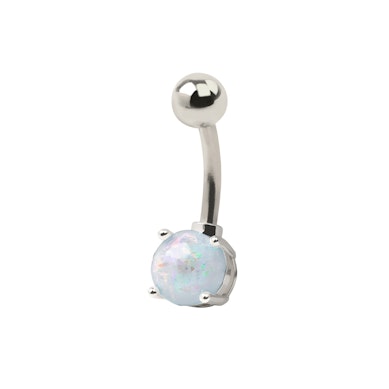 Köldök piercing orvosi acélból, opál kővel