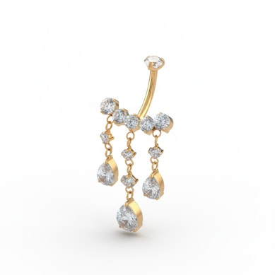 Titán köldökbarbell lógó kövekkel