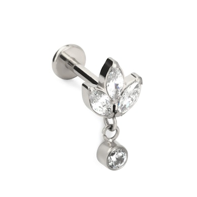 Titán labret lótuszvirággal és köves medállal