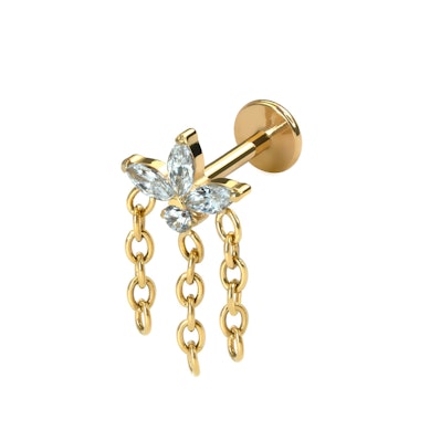 Virágos labret titánból, láncokkal