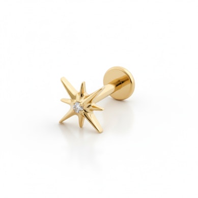 Csillagos titán labret központi kővel