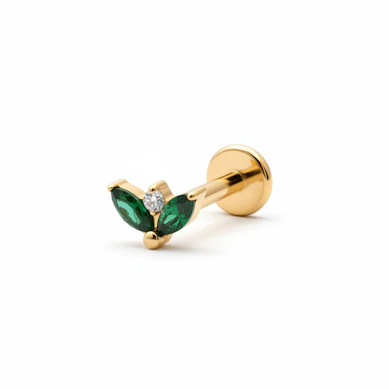 Titán labret smaragdzöld kövekkel