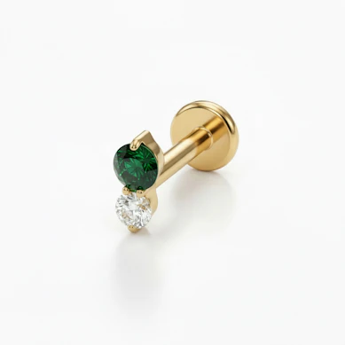 Elegáns titán labret két kővel