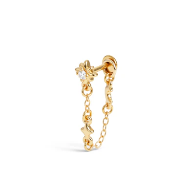 Csillagalakú labret hold- és csillagdíszes lánccal