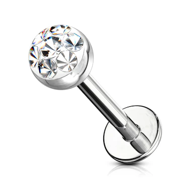 Labret kristály gyöngy dísszel