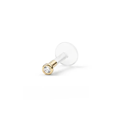 14k arany felsőrésszel és PTFE szárral készült labret