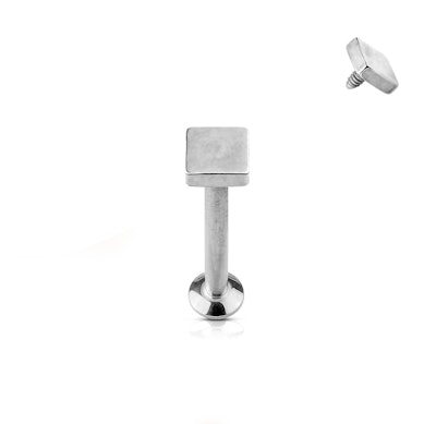 Labret négyszög dísszel, belső menettel