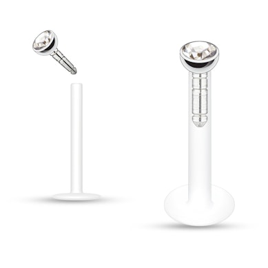 Labret, ptfe anyagból, színes kövekkel