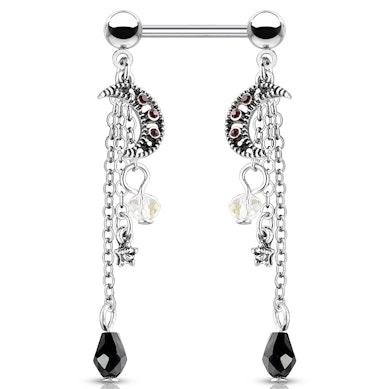 Mell piercing galaktikus láncos díszekkel