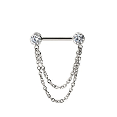 Mellbimbó barbell titánból, lánccal