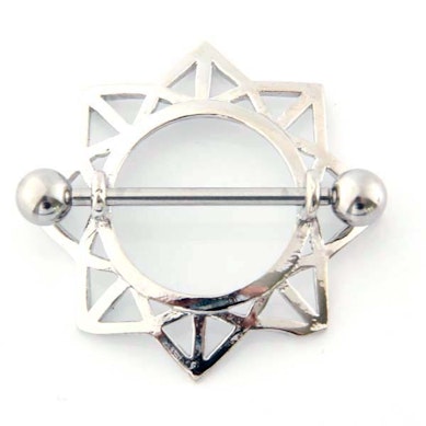 Mell peircing napraforgó alakú mellbimbó pajzzsal