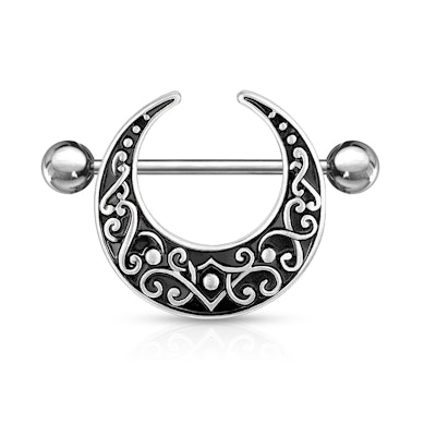 Mellpiercing filigrán félholddal