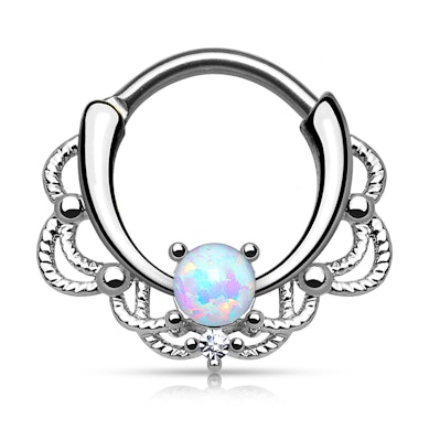 Septum piercing opál kővel, lánc dizájnnal