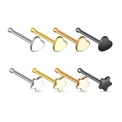 Orr piercing egyenes szárral, különböző motívumokkal