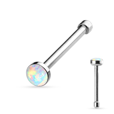 Orr piercing egyenes szárral, opál kővel
