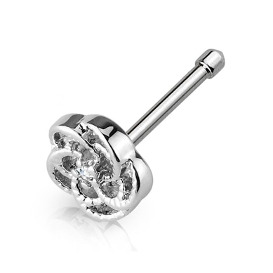 Orr piercing egyenes szárral, rózsával