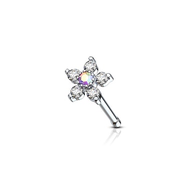 Orr piercing csillogó köves 5 szírmú virág dísszel