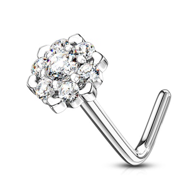 Orr piercing 14 karátos aranyból, csillogó köves lótusz virág fejjel