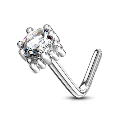 Orr piercing 14 karátos aranyból köves, négyszögletes fejjel