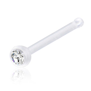 Orr piercing akrilból, kővel díszített golyóval