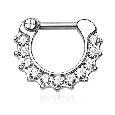 Septum piercing kövekkel kirakott szegéllyel