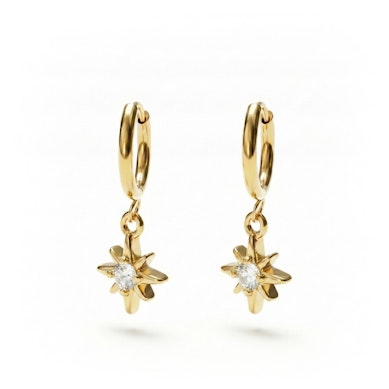 Egy pár huggie karika napsugaras medállal