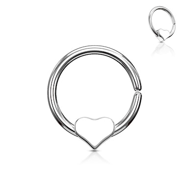Piercing karika, mozgatható szív dísszel