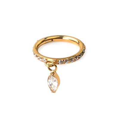 Kapcsos karika titánból, kövekkel és marquise metszésű dísszel