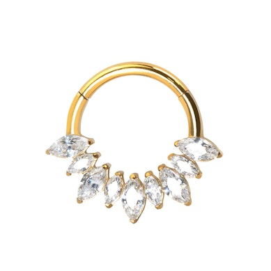 Kapcsos titán karika előre néző marquise kövekkel