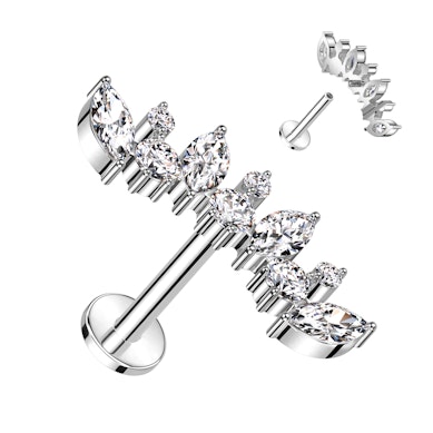 Titán labret marquise és kerek csiszolású kövekkel