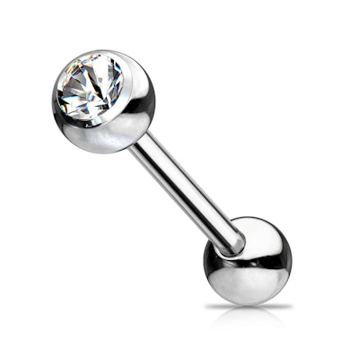 Nyelv piercing titánból, kő dísszel