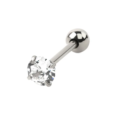 Nyelvpiercing kerek kristállyal