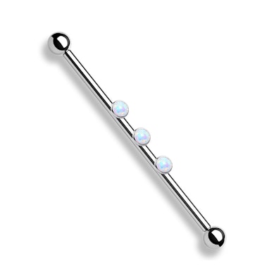 Industrial barbell 3 opál kővel, belső menettel