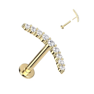 14K arany push-in labret cirkónia köves ívvel