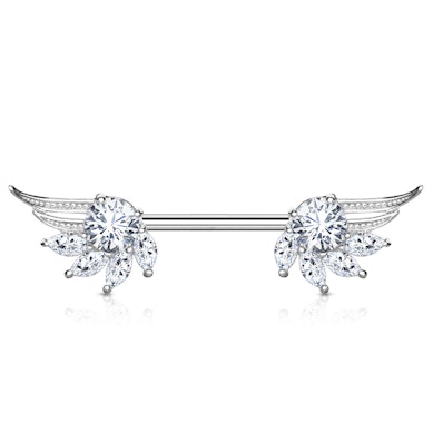 Mellbimbó piercing angyalszárnyakkal & marquise kövekkel