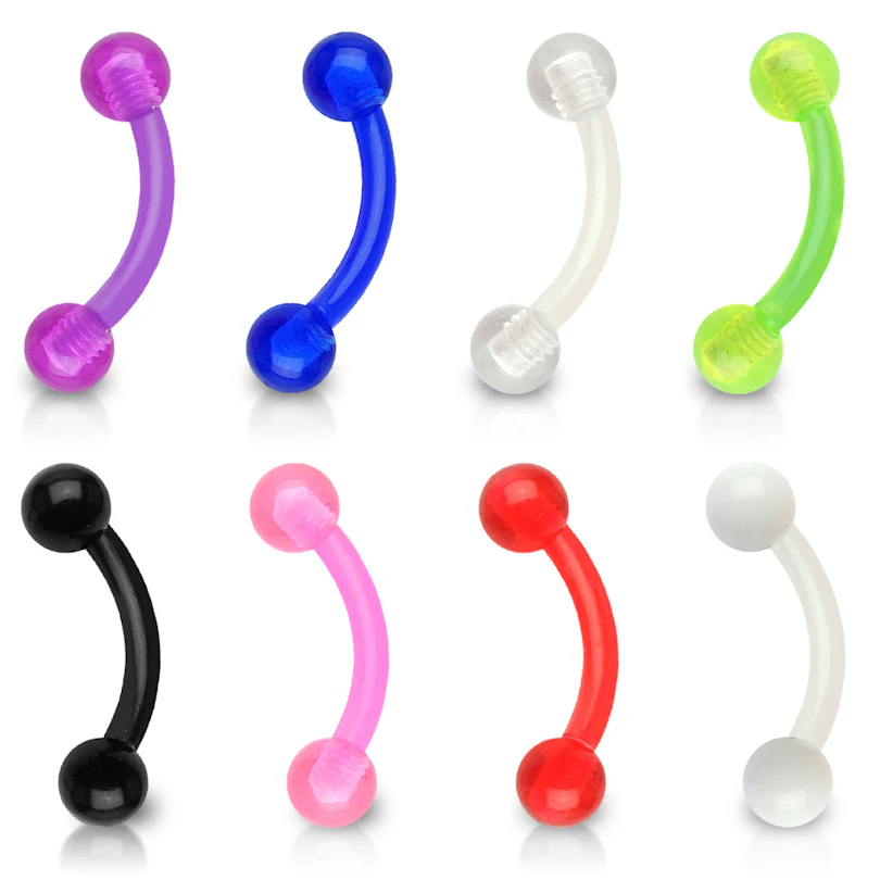 Hajlított szárú piercing színes PTFE-ből