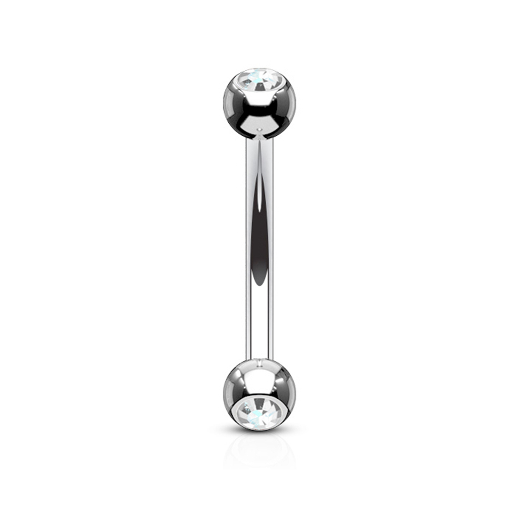 Banán piercing, titánból, csillogó kővel