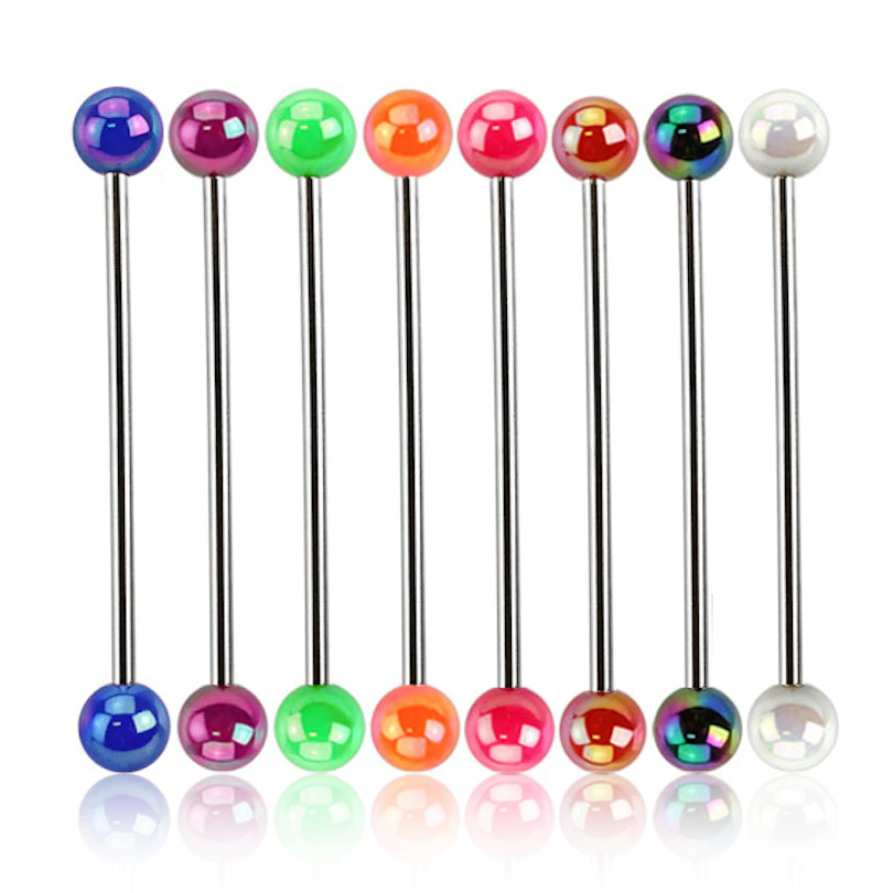 Industrial piercing metálfényű akril golyókkal
