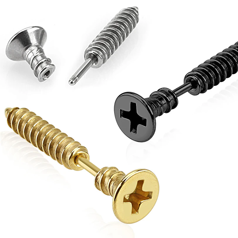 Fül piercing, csavar formájú