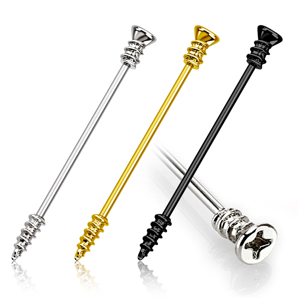 Industrial piercing, csavar dizájnnal
