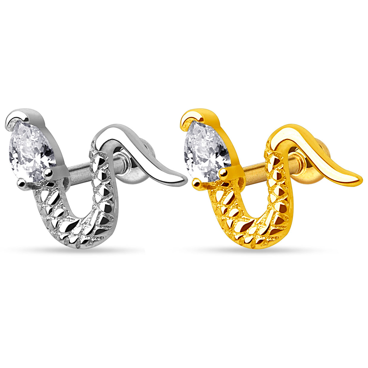 Fülbevaló orvosi acélból kígyóval