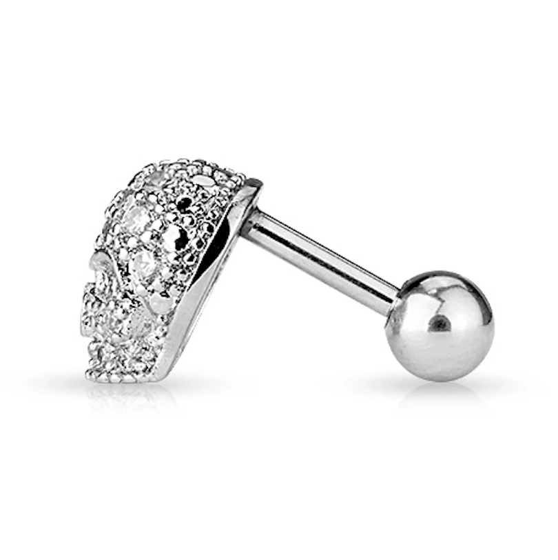 Fül piercing koponyával