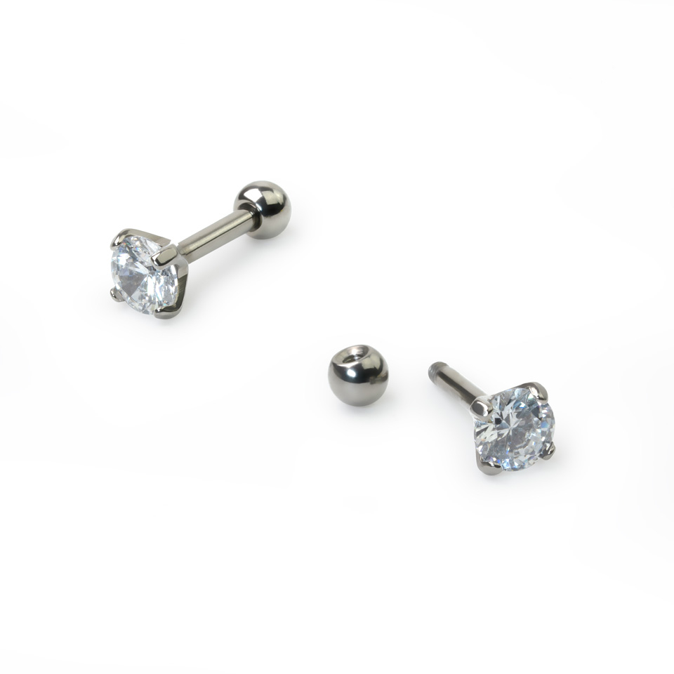 Titán fülpiercing kerek kővel